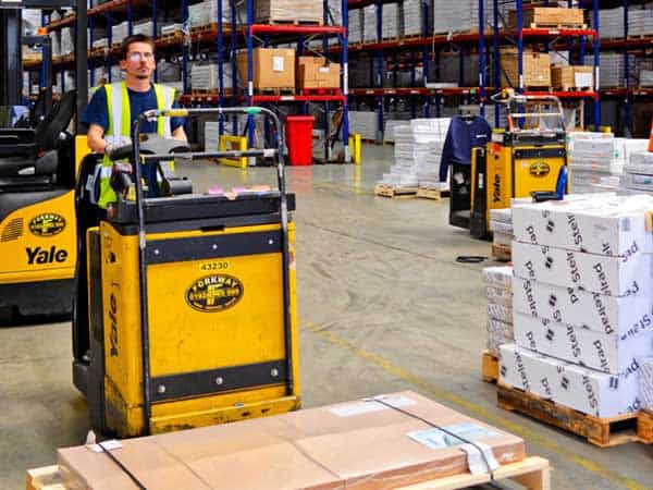 Yale Electric Pallet truck supplied by Forkway at Stelrad